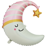Фольгированный шар-фигура «Спящий полумесяц» в розовом цвете, 71 см