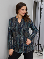 Блузка БЛ-22/черный-разноцветныйпиксель
