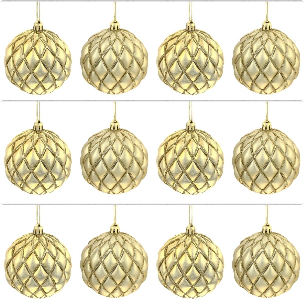GAEM Набор из 12шт Украшение новогоднее Шар "Золотая сетка", D8 см, L35 W29 H9 см