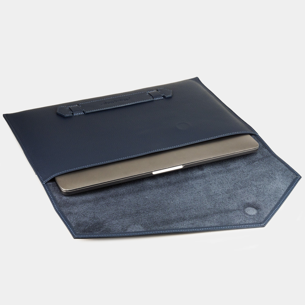 Чехол для MacBook Pro 13-14' из натуральной кожи теленка, синего цвета