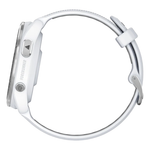 Спортивные часы Garmin Forerunner 965, силиконовый ремешок цвета «Уайтстоун»/«серая пудра» Безель из титана, корпус цвета «Уайтстоун», AMOLED-дисплей со стеклом Gorilla Glass DX. Ремешок с классической застёжкой — на запястье обхватом 135–205 мм