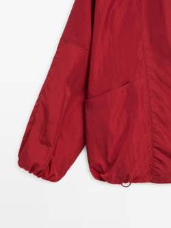 Massimo Dutti Бомбер объемного кроя с высоким воротником, красный