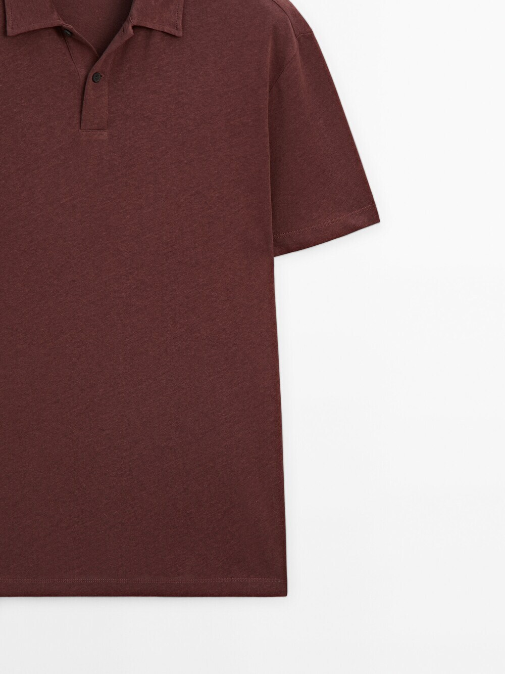 Massimo Dutti Поло из смесового льна с короткими рукавами, бордо