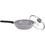 Сковорода 24*6см «Мраморная» (светлый мрамор) со съемной ручкой и стекл. крышкой смс24604а