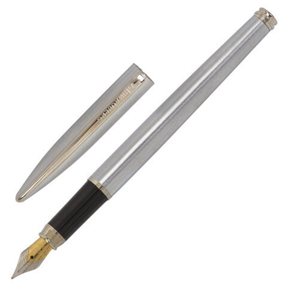 Ручка подарочная перьевая BRAUBERG "Ballet", СИНЯЯ, корпус серебистый с хромированными деталями, 143481