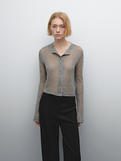 Massimo Dutti Расклешенные брюки с молнией, черный