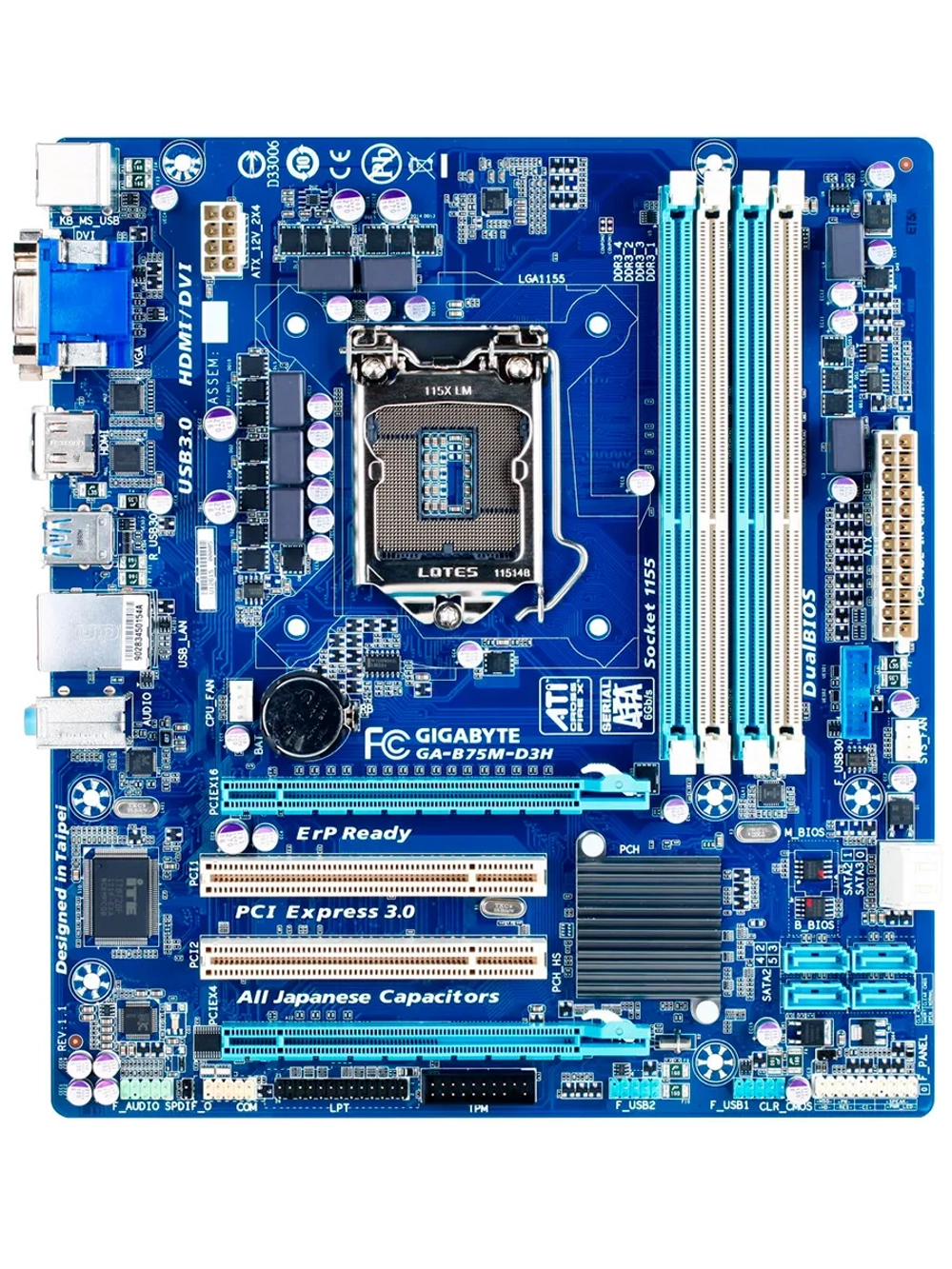 Материнская плата GA-B75M-D3H, LGA 1155, DDR3