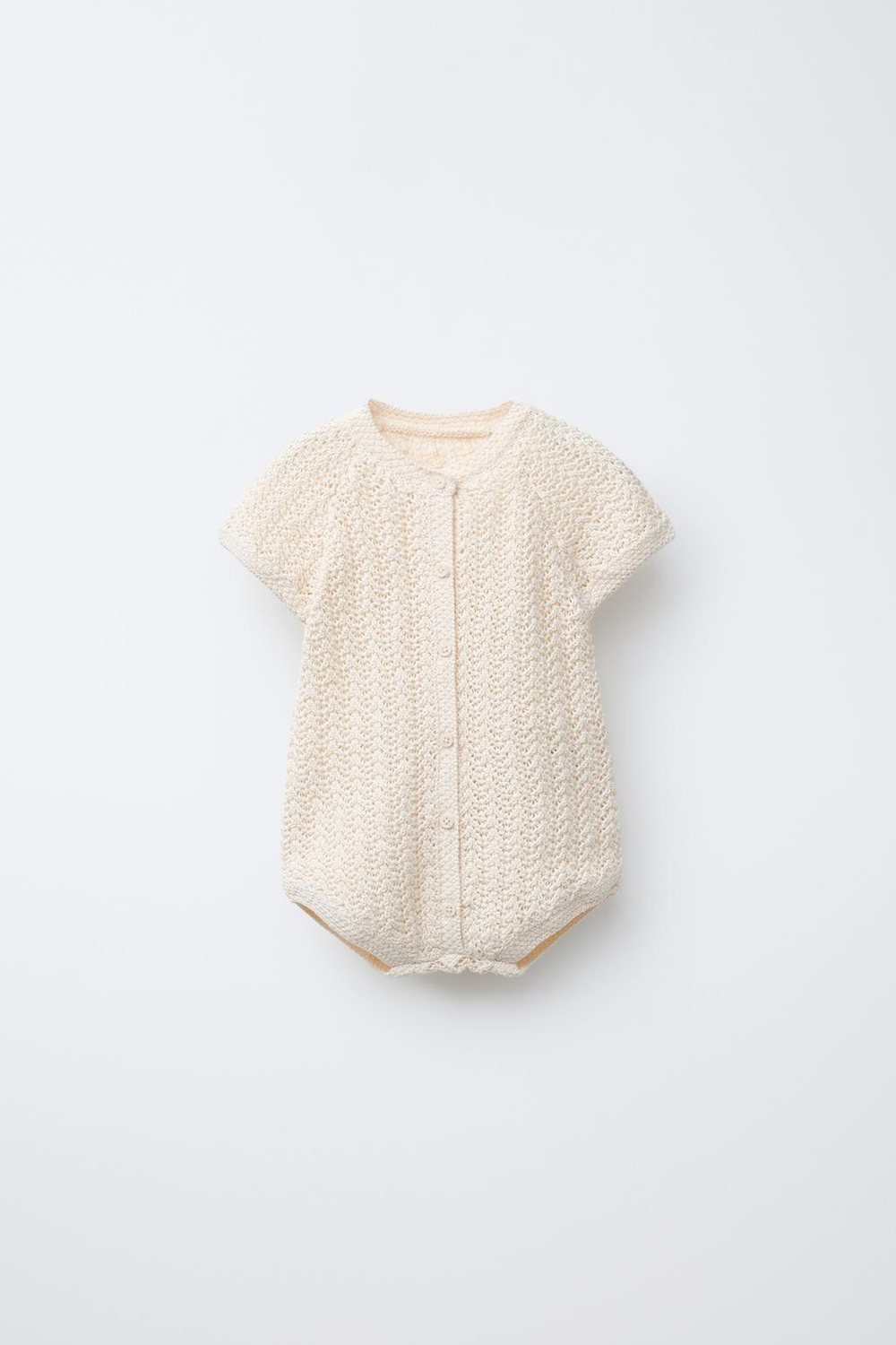 ZARA КОМБИНЕЗОН ИЗ КРУЖЕВА КРОШЕ, ЭКРЮ