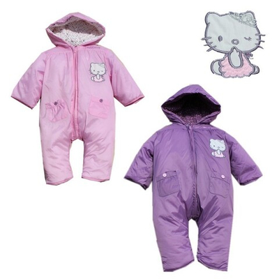 Комбинезон детский однотонный на молнии с принтом Hello Kitty