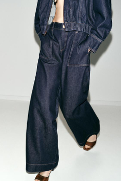 ZARA ДЖИНСЫ Z1975 WIDE LEG СО СРЕДНЕЙ ПОСАДКОЙ, СИНИЙ