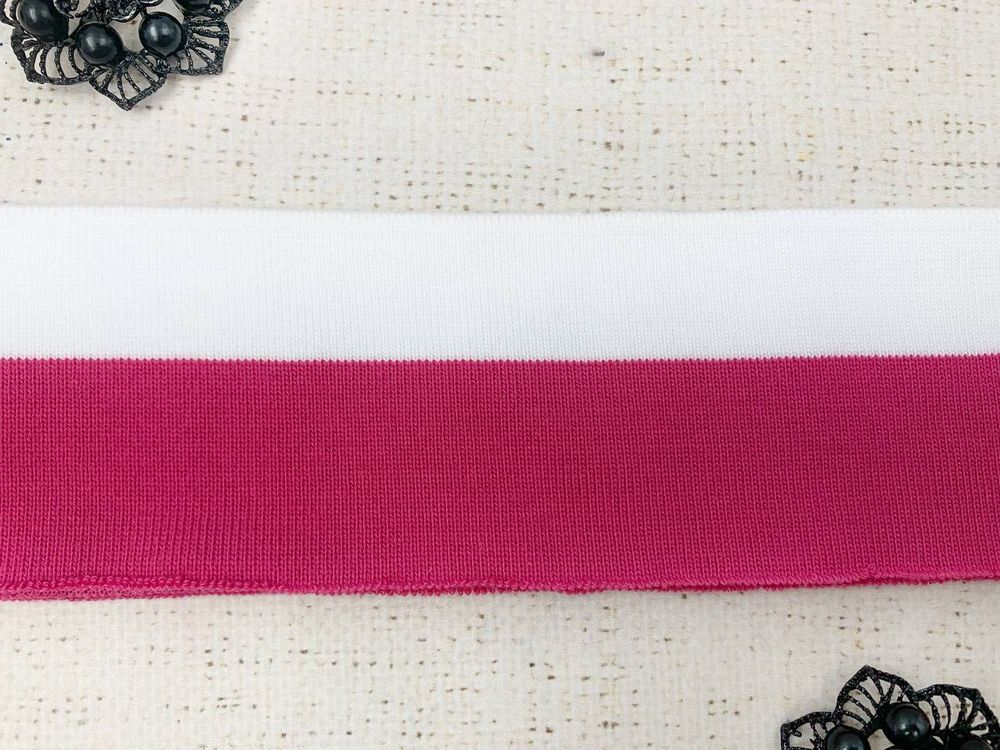 Подвязы трикотажные, р. 118×6,5 см, белый с розовым