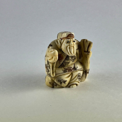 Статуэтка нэцкэ Дзюродзин с золотым корабликом богатства