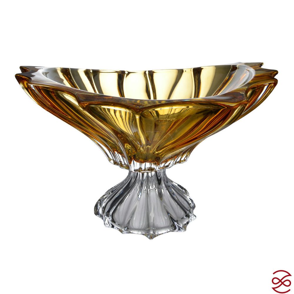 Фруктовница на ножке Aurum Crystal Plantica 33 см Amber