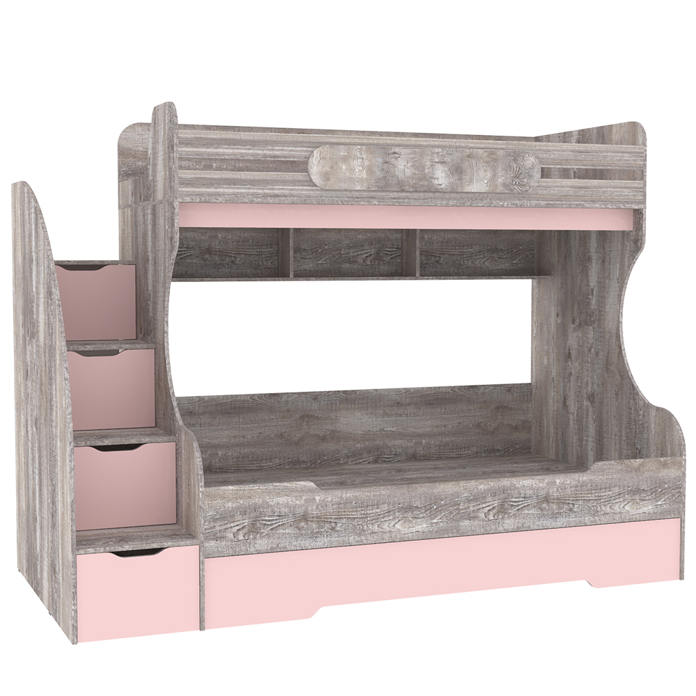 Трехъярусная кровать КарИВи БИГ Бетон Розовый