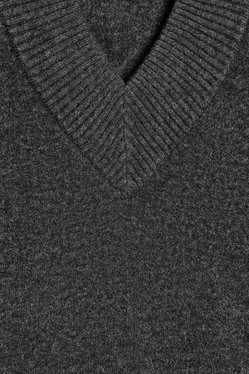 ZARA ТРИКОТАЖНЫЙ СВИТЕР С V-ОБРАЗНЫМ ВЫРЕЗОМ, ТЕМНО-СЕРЫЙ