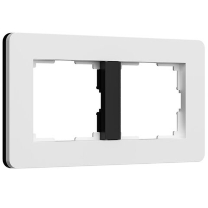 Рамка из поликарбоната на 2 поста Split белый/черный, soft-touch W0023068