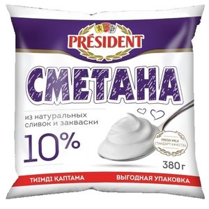 СМЕТАНА 10% 380ГР ФУД ПАКЕТ PRESIDENT