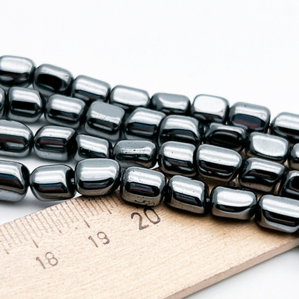 Гематит Фриформ бусины (имитация), цвет черный, размер около 8*6,5 мм, цена за отрезок 12 шт (1/4 нити)