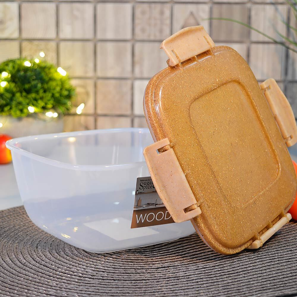 Контейнер для продуктов 1л герметичный квадратный "Sugar&Spice Wood"