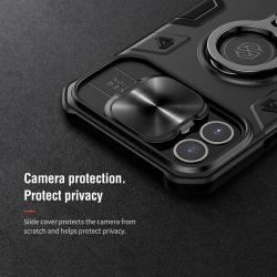 Чехол для iPhone 12 mini от Nillkin серии CamShield Armor Case с кольцом и защитной шторкой для задней камеры