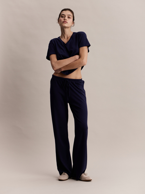 Брюки Roy Pants Navy Blue in Hemp