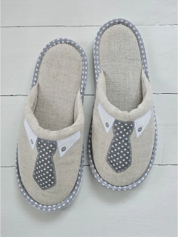 Тапочки льняные с вышивкой "Галстук"
