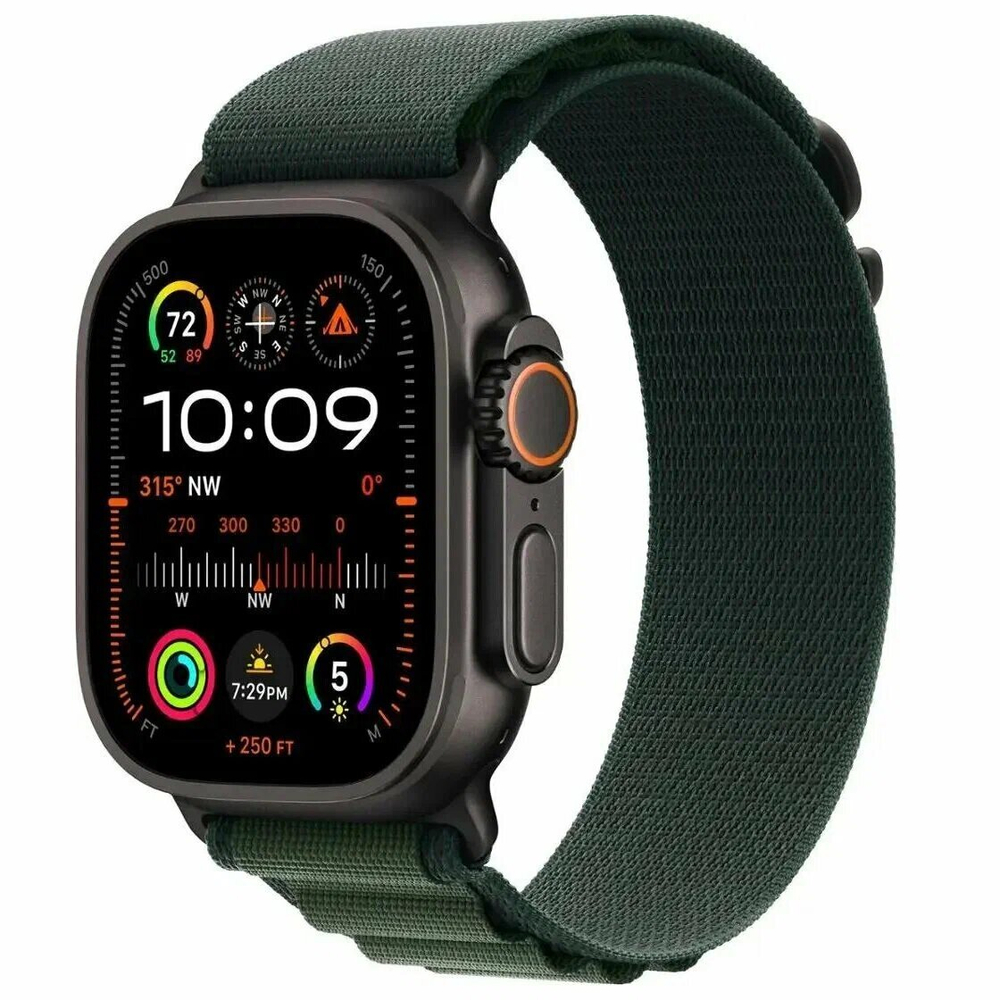 Умные часы Apple Watch Ultra 2 (2024), 49mm, Black Titanium Case, Dark Green Alpine Loop (S)