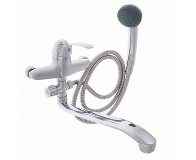 СоюзКран SK09-I130 (567-029), Смеситель для ванны с душем, плоский излив 35см, керамический картридж 40мм, хром, цинк