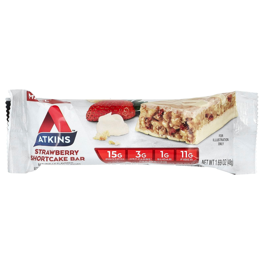 Atkins, Protein Meal Bar, батончик с клубничным пирожным, 5 батончиков, 48 г (1,69 унции)