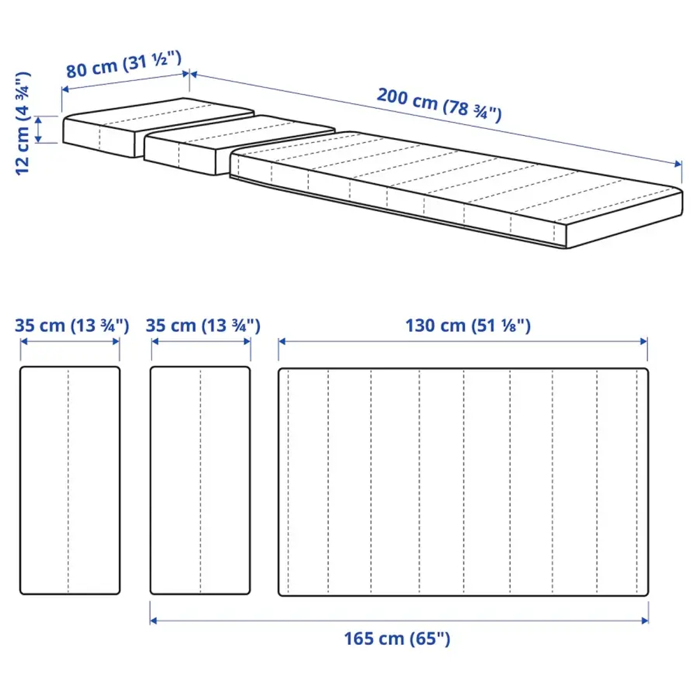 Матрас для раздвижной кровати - INNERLIG IKEA/ ИННЕРЛИГ ИКЕА, 80х200 см, белый