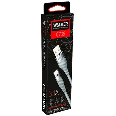 Кабель USB "WALKER" C735, 3.1А, Micro USB, поддержка QC, черный