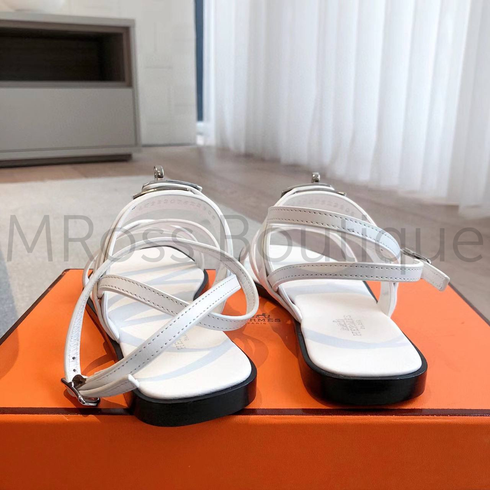 Сандалии Hermes June женские кожаные в белом цвете