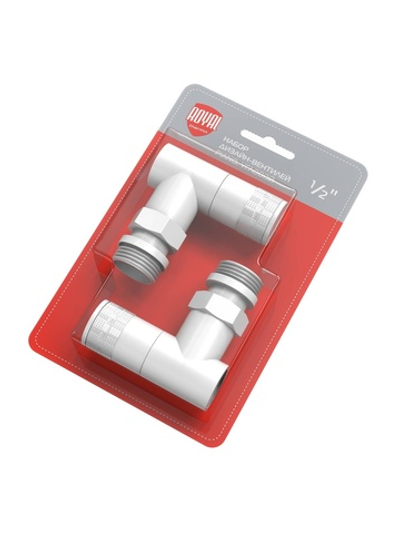 Набор дизайн-вентилей Royal Thermo PIANO, угловой (белый) 1/2"