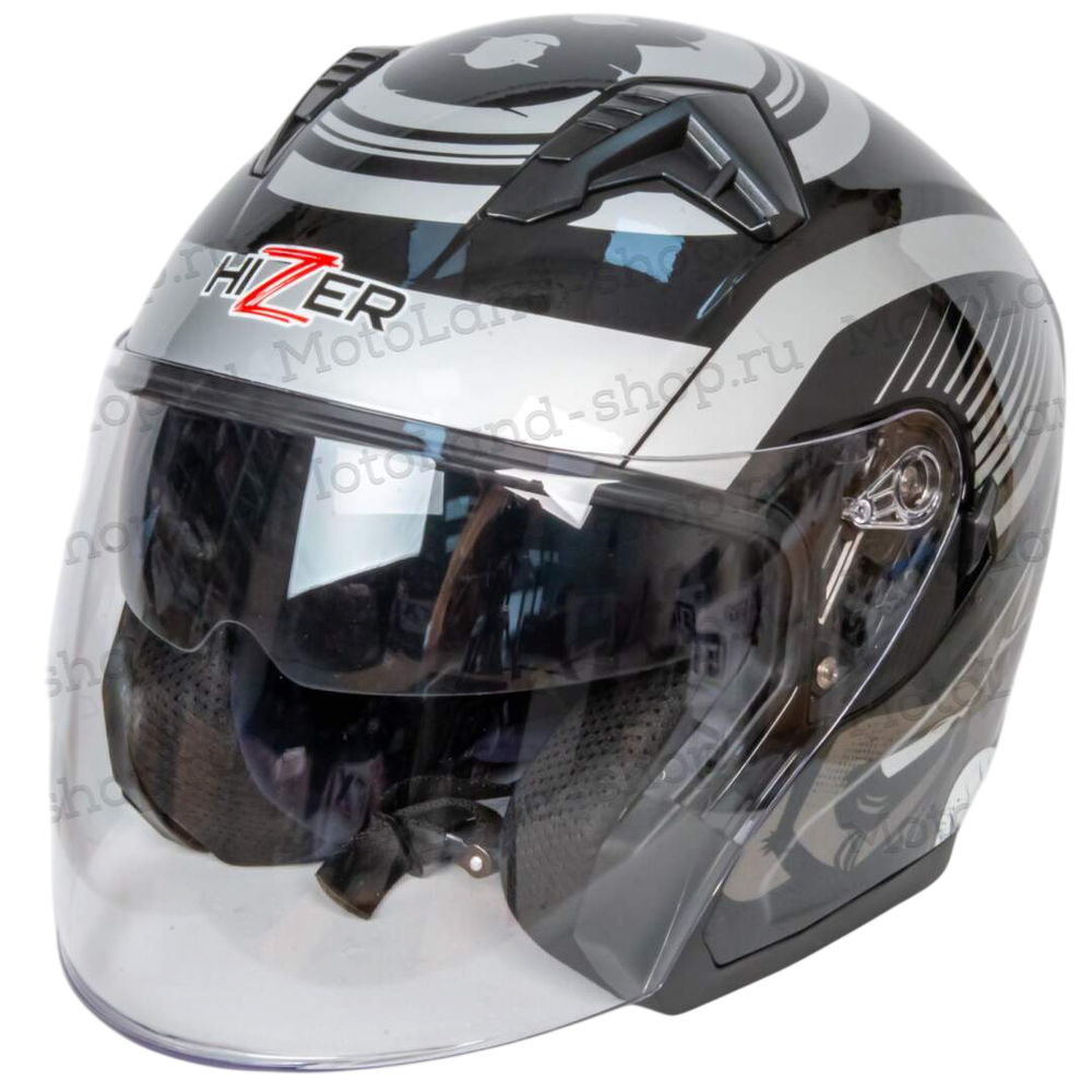 Шлем мото открытый HIZER J228 №2 (L) black/gray