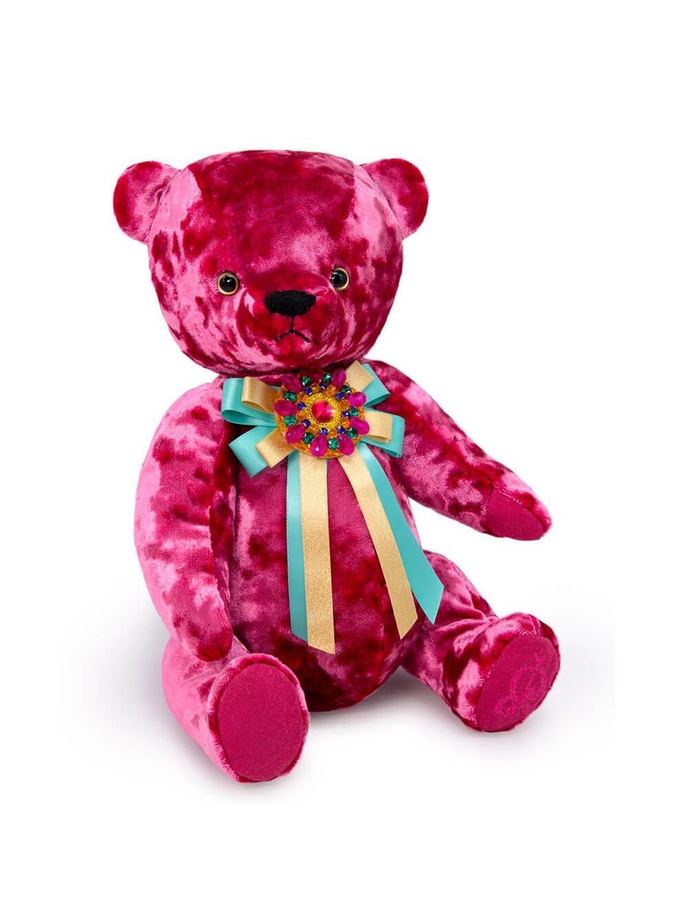 Мягкая игрушка Медведь БернАрт розовый с брошкой 30см