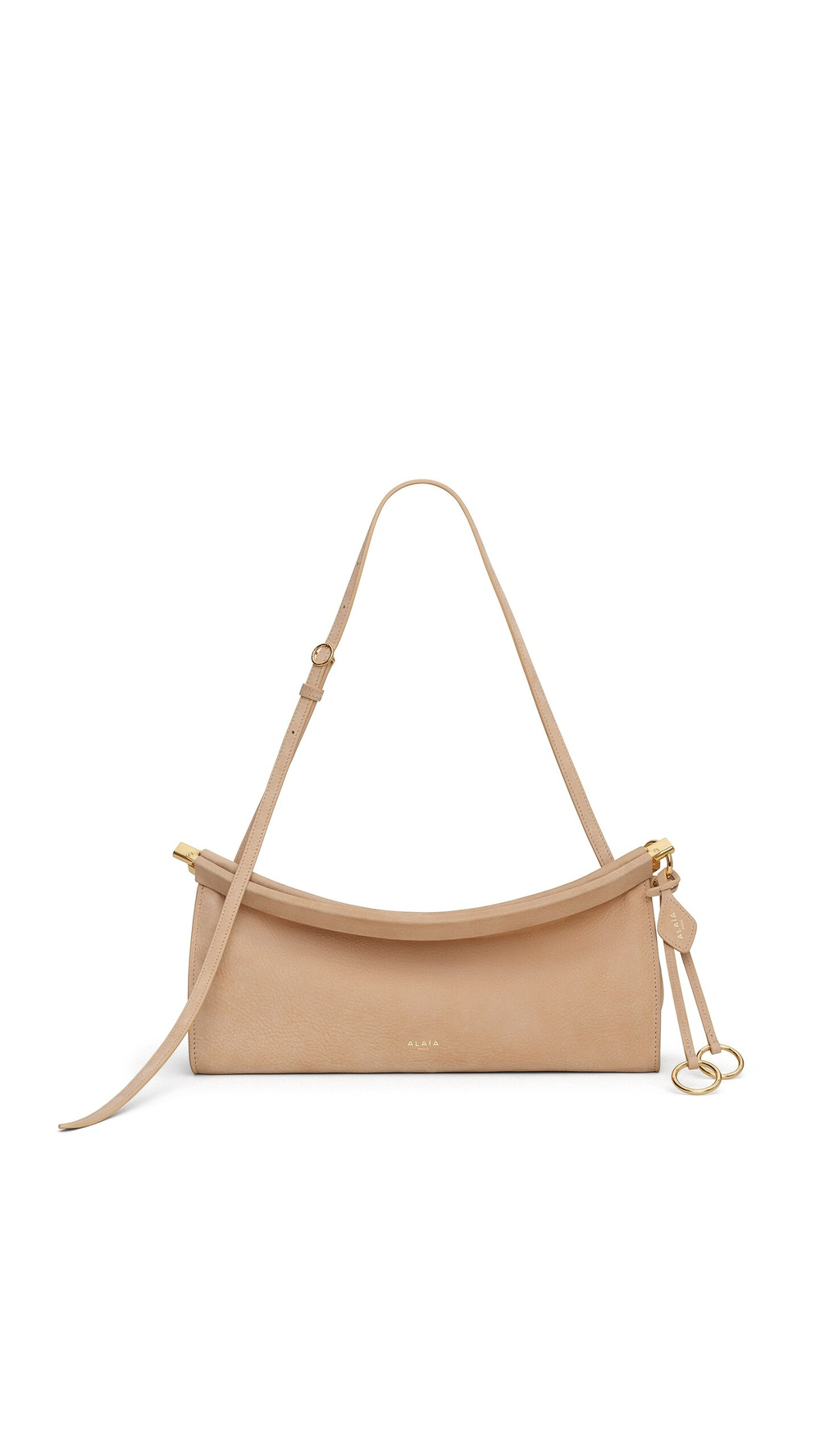 ALAÏA СУМКА LE CLICK EAST WEST ИЗ НАТУРАЛЬНОЙ КОЖИ, ПЕСОЧНЫЙ