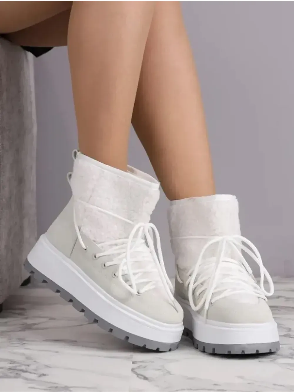 Зимние угги натуральный мех на платформе