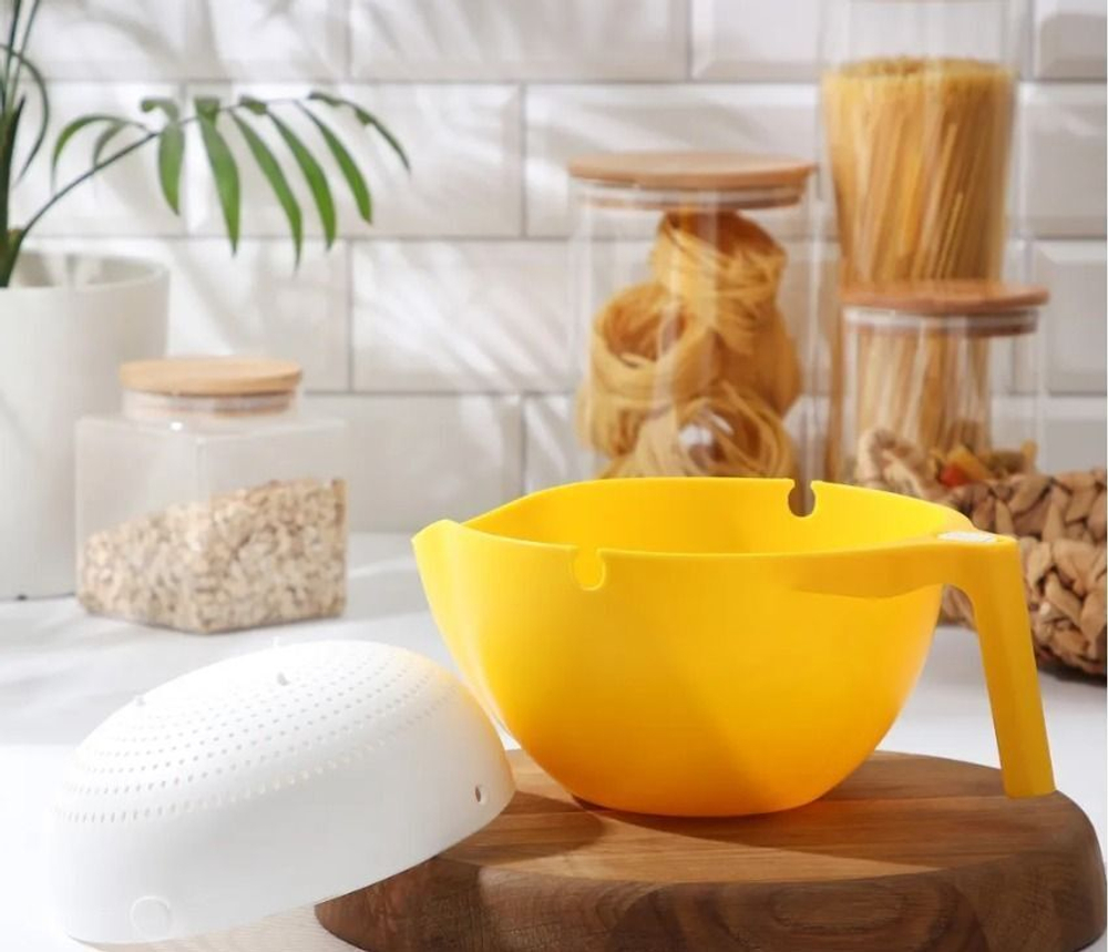 Миска - дуршлаг 2в1 со сливом