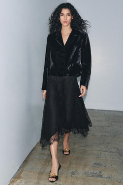 ZARA ЮБКА МИДИ ИЗ КРУЖЕВА — ZW COLLECTION, ЧЕРНЫЙ