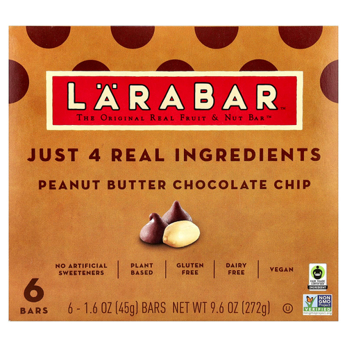 Larabar, The Original Real Fruit & Nut Bar™, арахисовая паста и шоколадная крошка, 6 батончиков по 45 г (1,6 унции)