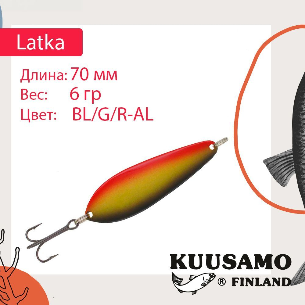 Блесна колебалка Kuusamo Latka 70/14 BLU/R-S