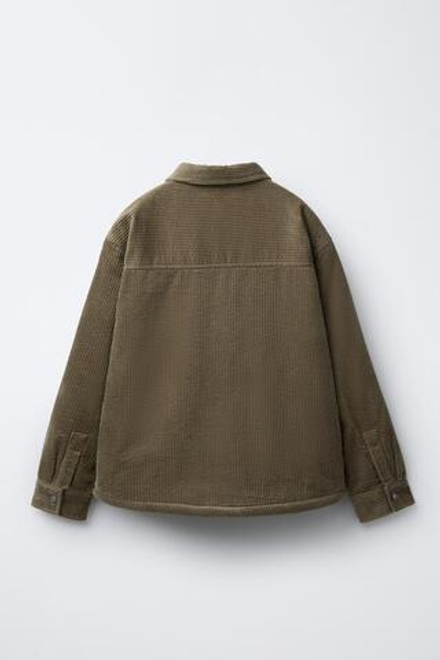 ZARA ВЕЛЬВЕТОВАЯ КУРТКА-РУБАШКА С ДЕТАЛЯМИ ИЗ ИСКУССТВЕННОЙ ОВЧИНЫ, КОРИЧНЕВЫЙ