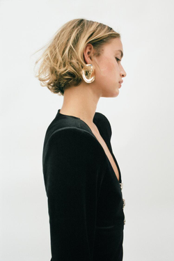 ZARA БАРХАТНОЕ ПЛАТЬЕ МИДИ С БЛЕСТЯЩИМИ ДЕТАЛЯМИ, ЧЕРНЫЙ