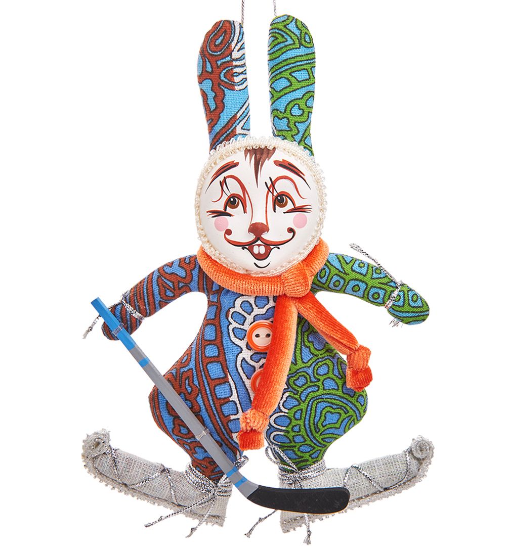 РусКукла RK-459/3 Кукла подвесная «Кролик-хоккеист»
