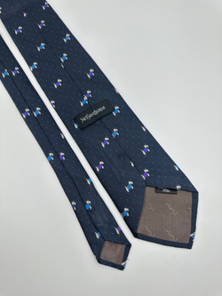 Галстук синий с собачками Yves Saint Laurent