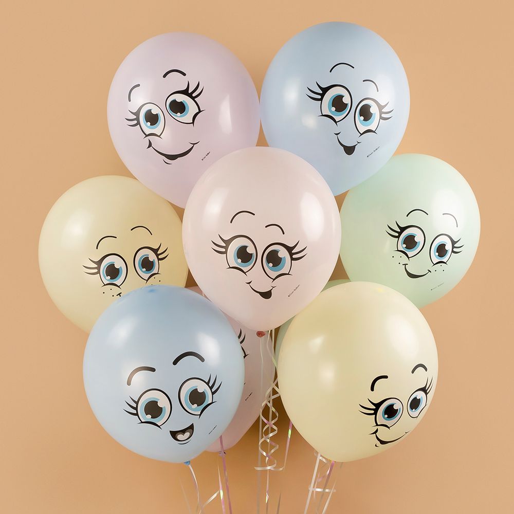 Шар (12''/30 см) Веселые смайлы, Ассорти, макарунс, 1 ст, 25 шт.