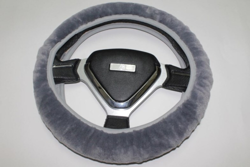 Оплетка руля иск. мех универ. серая (NoName)