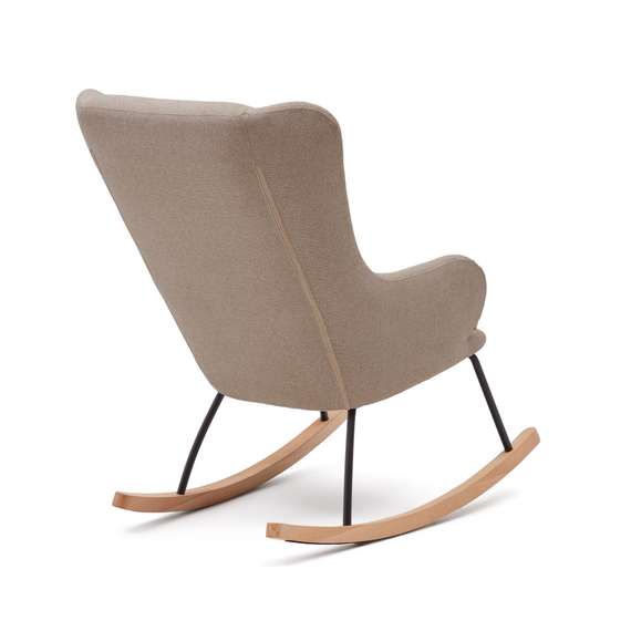 Maustin Кресло-качалка из бежевой овчины со стальной конструкцией и деревом бука