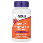NOW Foods, MK-7, витамин K2, 100 мкг, 120 вегетарианских капсул