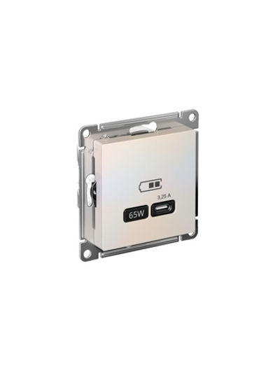 Розетка USB AtlasDesign тип C 65Вт QC PD высокоскор. ЗУ механизм жемчуж. SE ATN000427